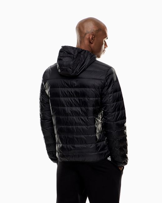 EA7 Black Insulated Down Jacket With Fixed Hood Core Identity for men