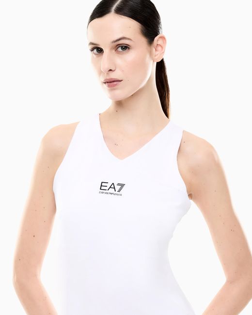 EA7 White Ventus Dress Sleeveless With Mesh And Shorts Tennis Pro