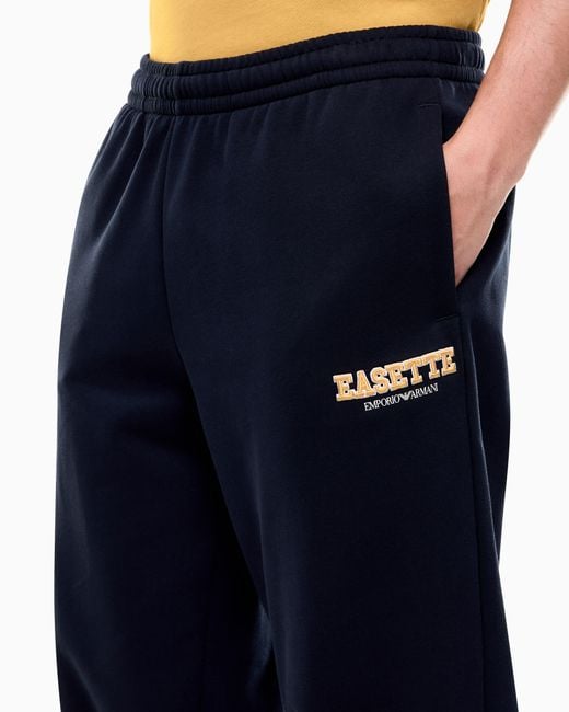 EA7 Blue Jersey Trousers Logo Series for men