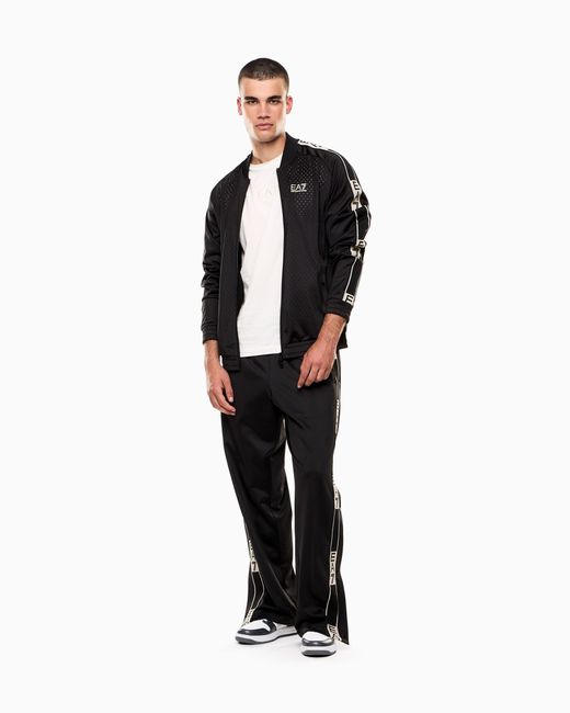 EA7 Black Graphic Series Cotton Zip-Up Sweatshirt for men