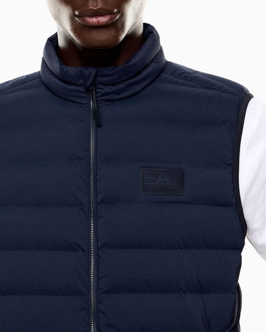 EA7 Blue Technical Fabric Padded Gilet for men