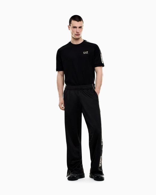 EA7 Black Graphic Series Stretch Viscose-Blend T-Shirt for men