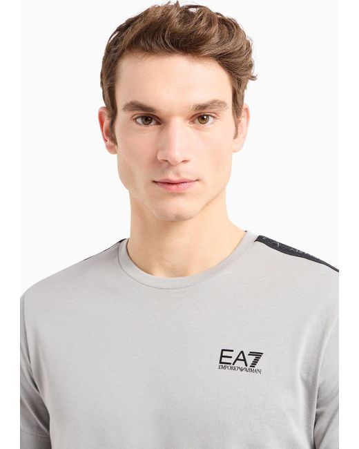 EA7 Gray Logo Series Cotton Crew-neck T-shirt for men