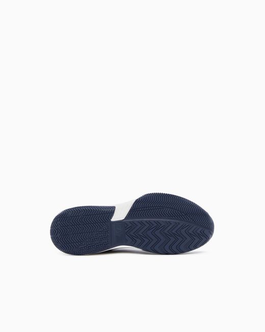EA7 Blue Running Sneaker With A Breathable Mesh Upper New Padel