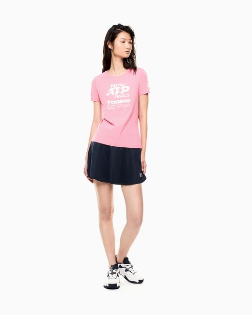 EA7 Pink Nitto Atp Finals Crew Neck T-Shirt With Event Logo