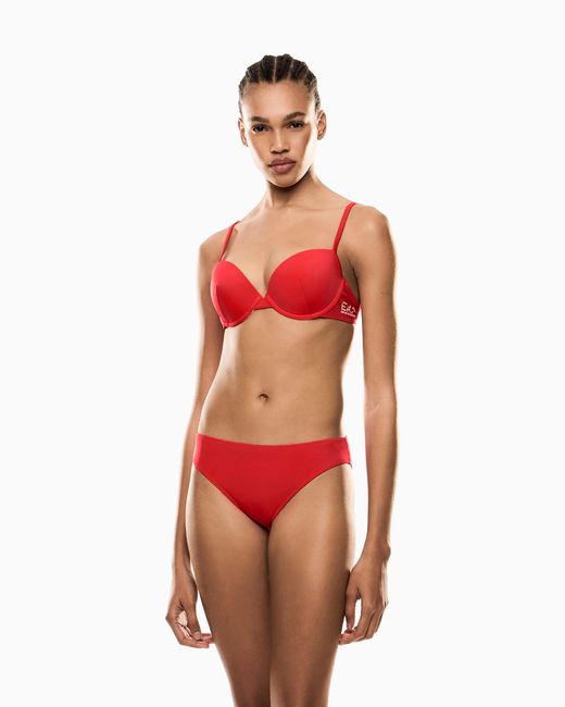 EA7 Red Push-Up Bralette Bikini With Logo