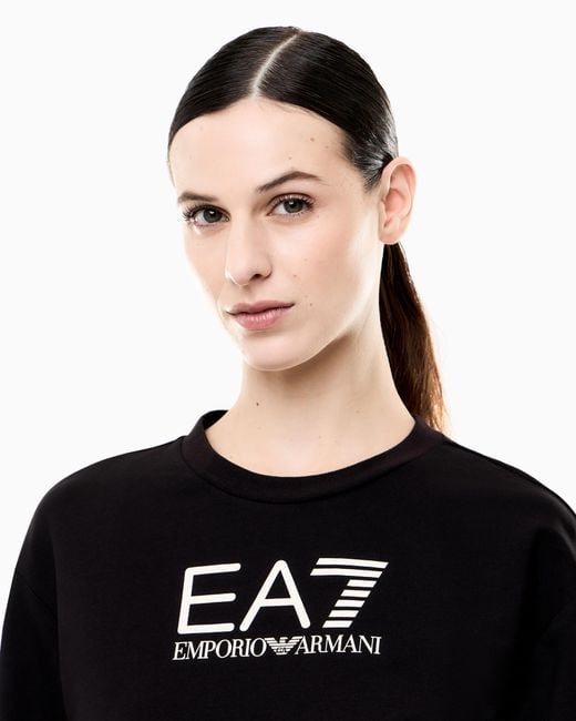 EA7 Black Stretch Cotton-Jersey T-Shirt And Shorts Set