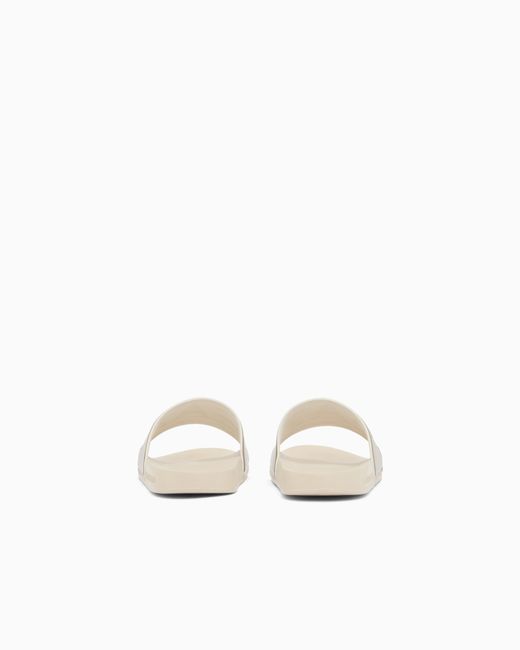 EA7 White Logo Slides With A Wide Band And Anti-Slip Rubber Soles