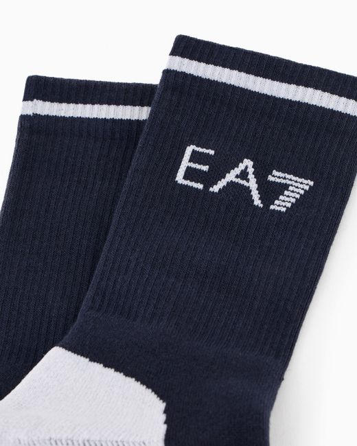 EA7 Blue Tennis Pro Cotton-Blend Ankle Socks