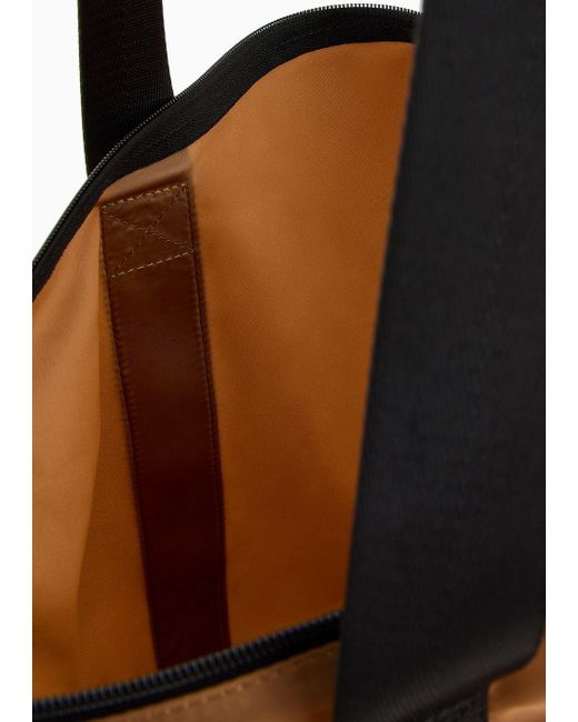 EA7 Brown Packable Technical Fabric Shopper Bag