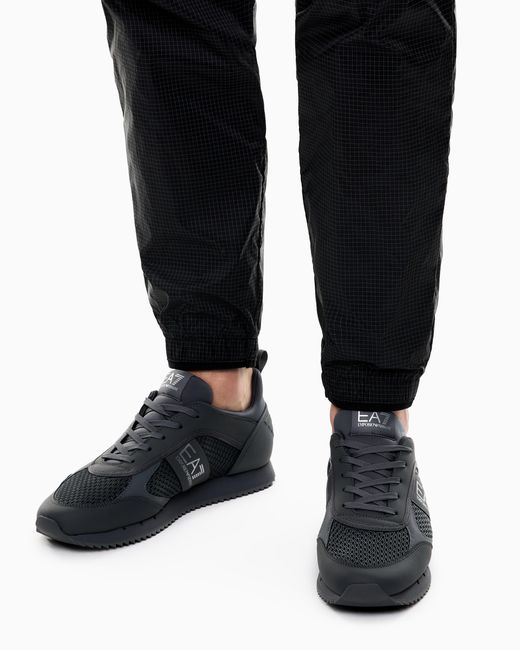 EA7 Blue Sneaker Aus Mesh Mit Profilierter Sohle