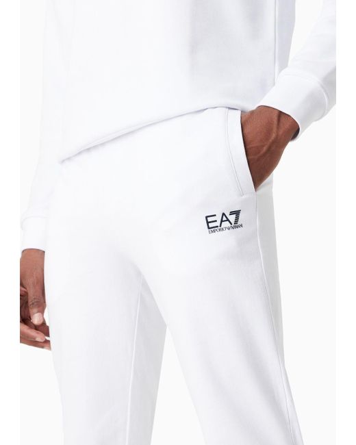 EA7 White Core Identity Cotton Joggers for men