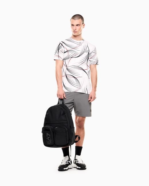 EA7 White Tennis Pro Print T-Shirt for men