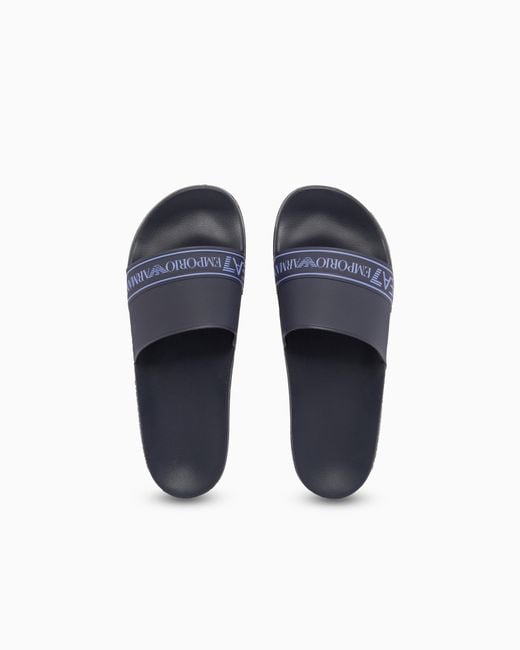 EA7 Blue Sliders With Logo Band