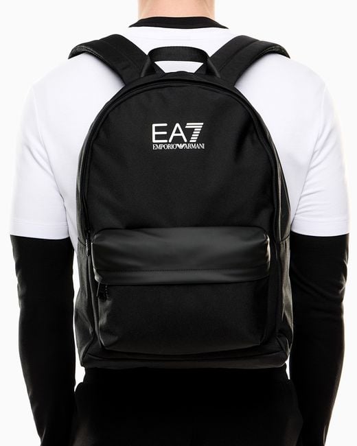EA7 Black Train Core Round Backpack With Oversized Logo