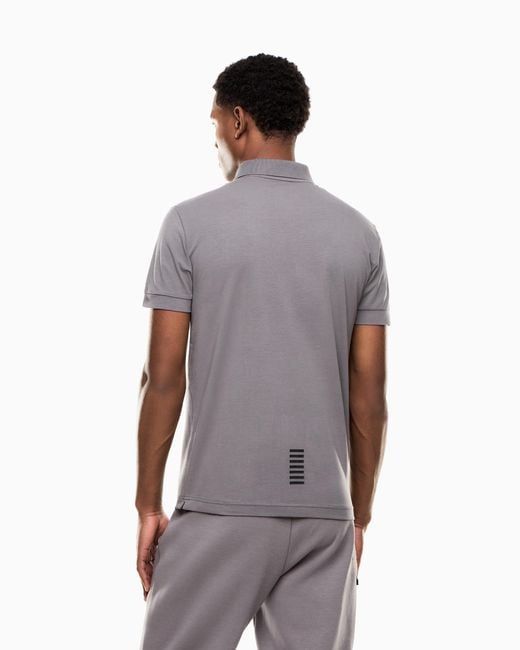 EA7 Gray Stretch Polo for men