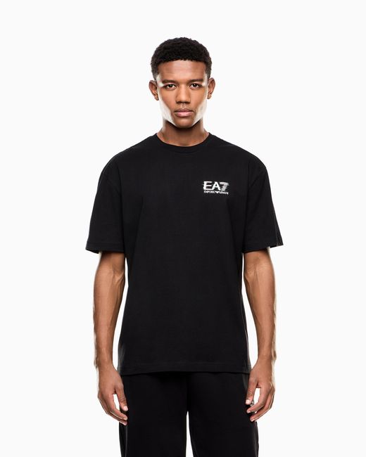 EA7 Black Visibility Cotton Jersey T-Shirt for men