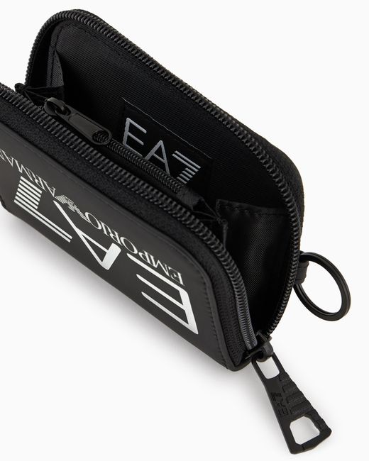 EA7 Black Oversized Wallet With Zip-Around Closure From Logo Series