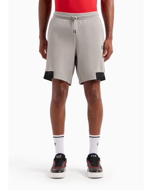 EA7 Gray Logo Series Cotton Board Shorts for men