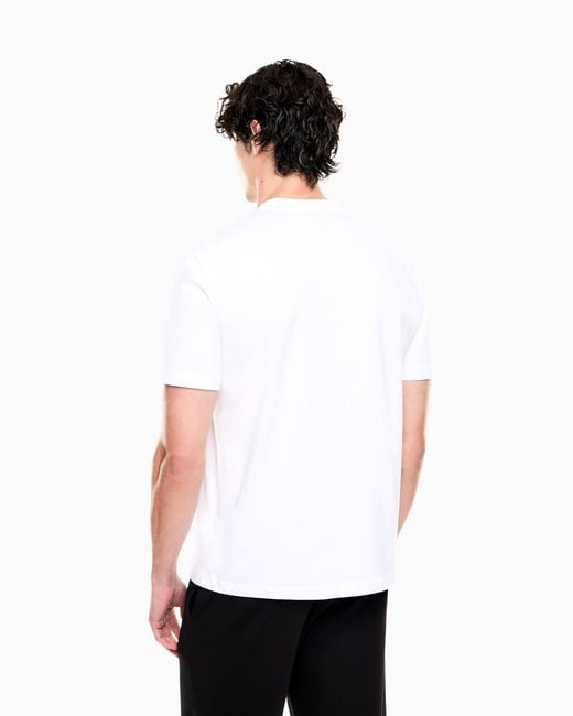 EA7 White Premium Label Cotton Jersey Crew-Neck T-Shirt for men