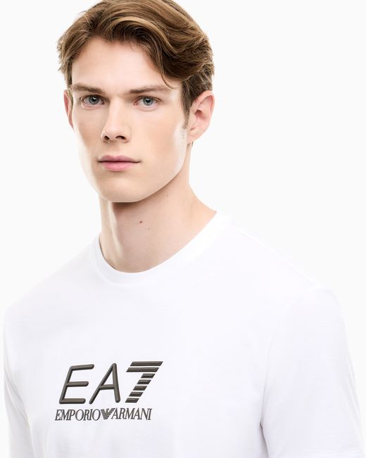 EA7 White Regular Fit T-Shirt Lux Identity for men