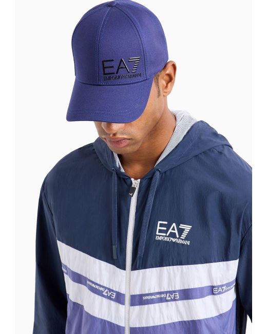 EA7 Blue Cotton Baseball Cap