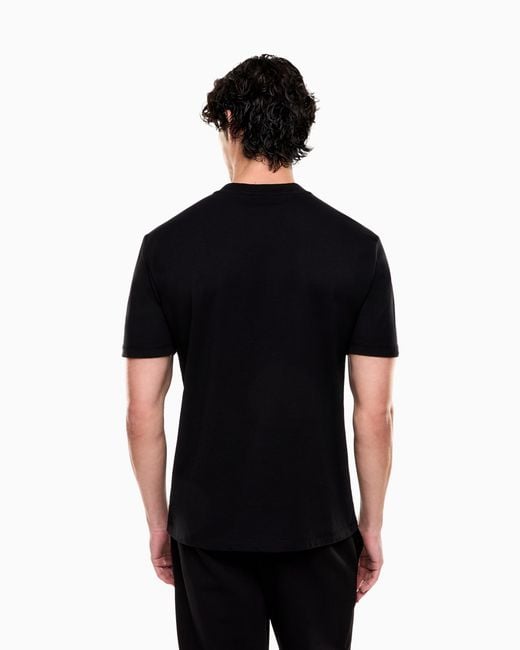 EA7 Black Premium Label Cotton Jersey Crew-Neck T-Shirt for men