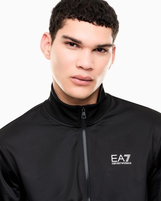 EA7 Black Technical-Fabric Core Identity Tracksuit for men