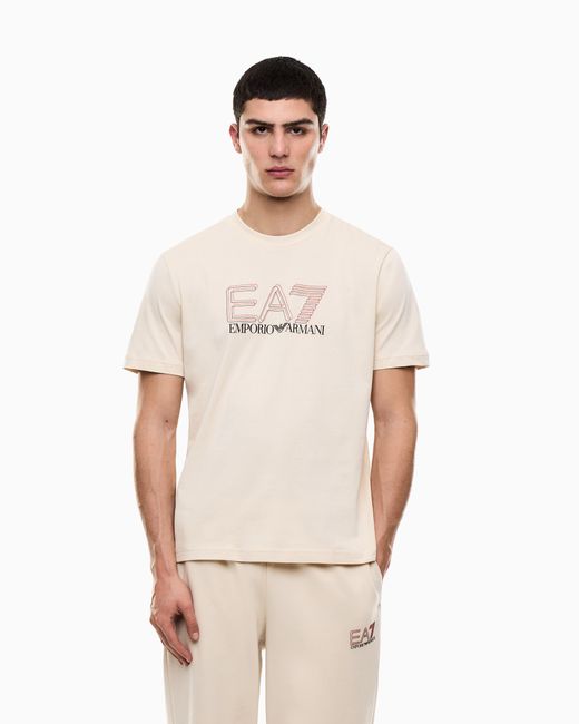 EA7 Gray Visibility Cotton-Jersey Crew-Neck T-Shirt for men