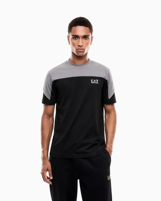 EA7 Black Regular Fit T-Shirt for men