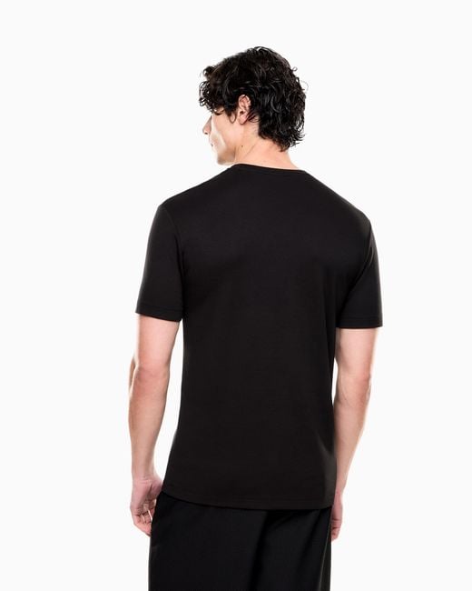 EA7 Black Premium Label Stretch Viscose-Blend Crew-Neck T-Shirt for men