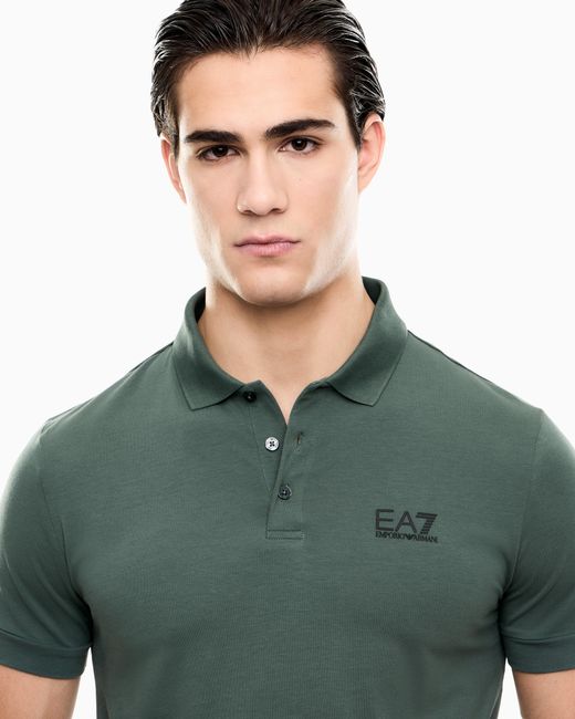 EA7 Green Stretch Polo for men