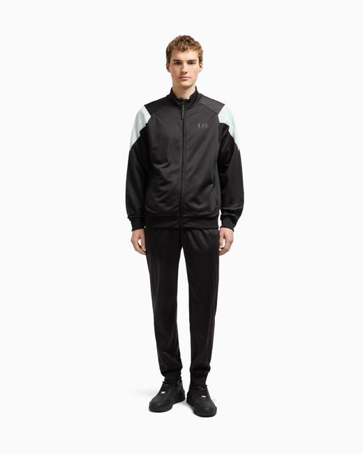 EA7 Black 7 Lines Tracksuit for men