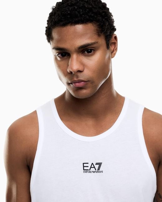 EA7 White Core Identity Cotton Jersey Tank Top for men