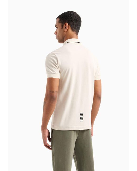 EA7 White Core Identity Stretch-cotton Piqué Polo Shirt for men