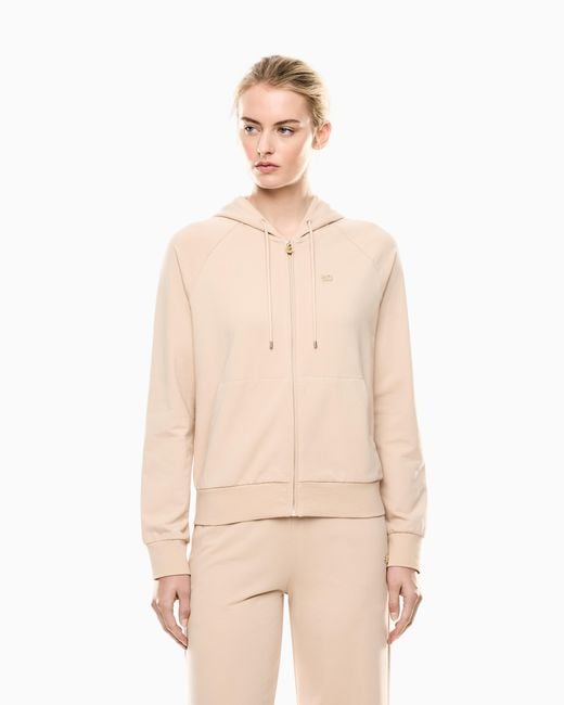 EA7 Natural Stretch-Cotton Hooded Core Lady Sweatshirt