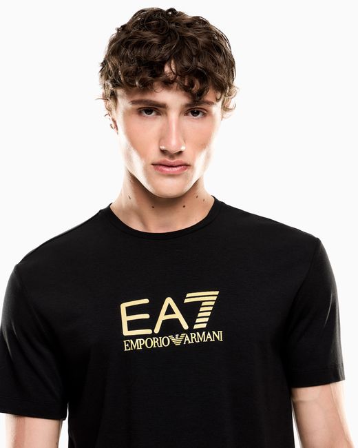 EA7 Black Label Viscose-Blend Crew-Neck T-Shirt for men