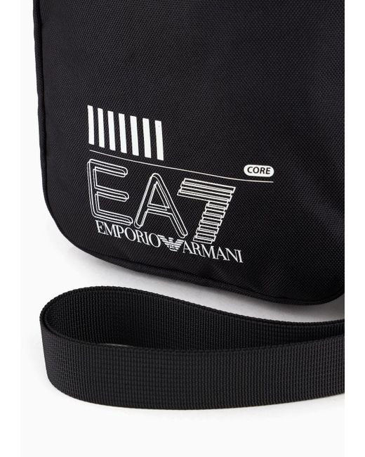 EA7 Black Small Asv Recycled-fabric Train Core Shoulder Bag