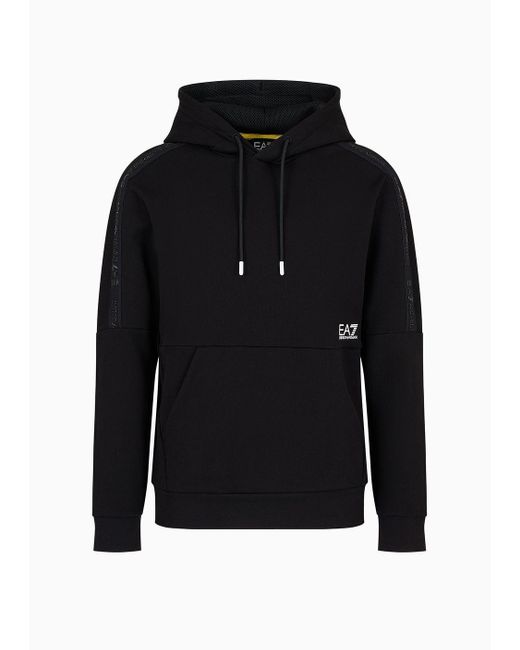 EA7 Black Logo Series Hooded Cotton Sweatshirt for men