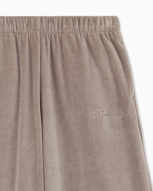 EA7 Gray Trouser Athletic Velour Regular Fit Cotton Jersey