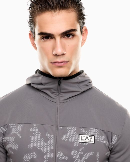 EA7 Gray Dynamic Athlete Hooded Sweatshirt for men