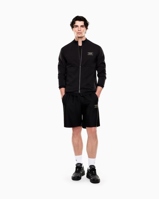 EA7 Blue Stretch Viscose-Blend Sweatshirt for men