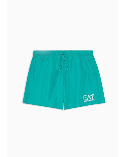 EA7 Green Swim Trunks With Logo for men