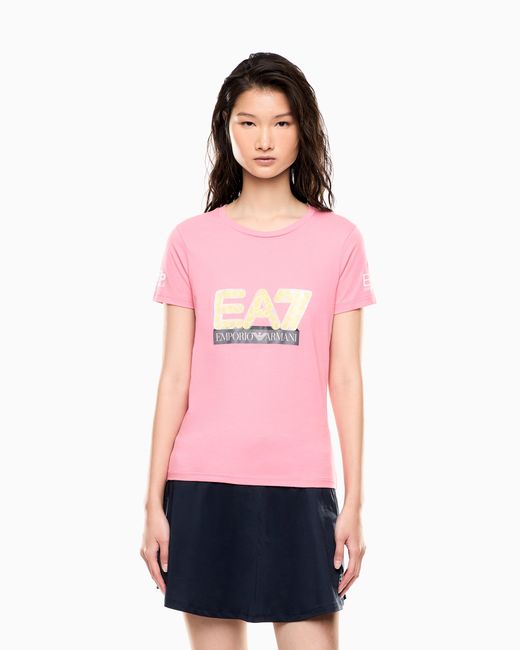 EA7 Pink Nitto Atp Finals Crew Neck Maxi Logo T-Shirt