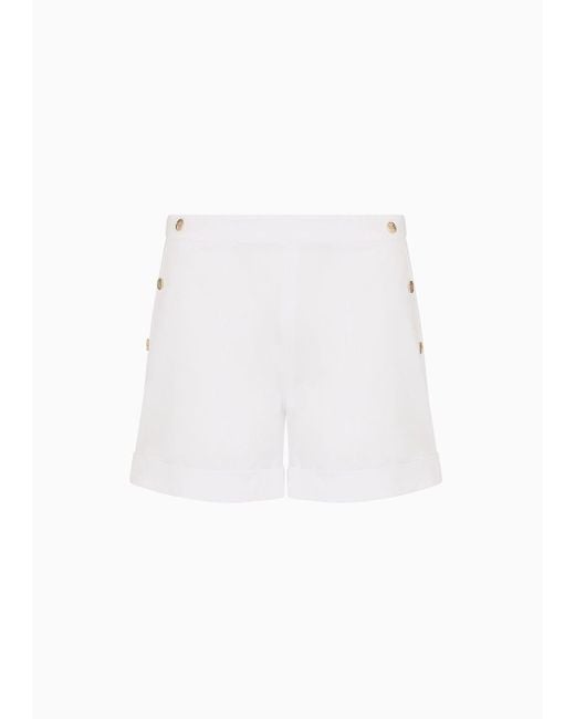 EA7 White Costa Smeralda Shorts Aus Baumwollstretch