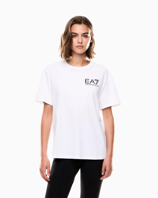 EA7 White Logo Series Cotton Crew-Neck T-Shirt