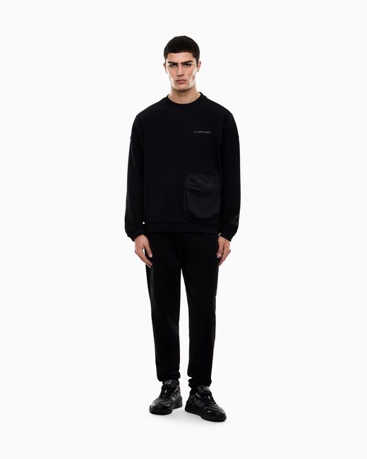 EA7 Black Cotton-Blend Sweatshirt for men
