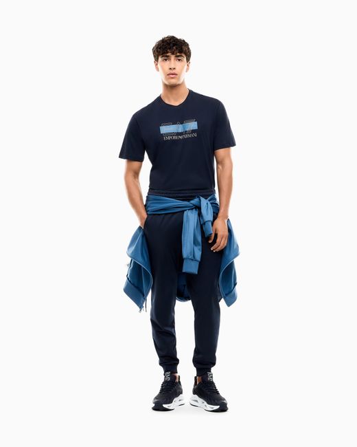 EA7 Blue T-Shirt Visibility Regular Fit for men