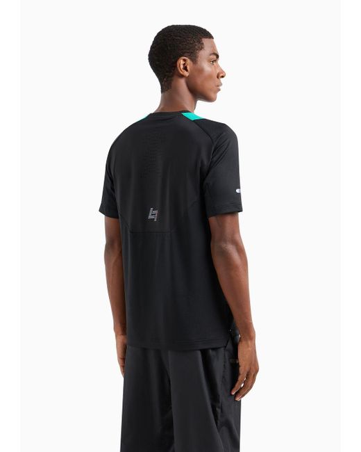EA7 Black Dynamic Athlete Crew-neck T-shirt In Ventus7 Technical Fabric for men