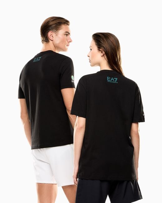 EA7 Internazionali Bnl D'Italia Baumwoll-T-Shirt Mit Rundhalsausschnitt in Black für Herren